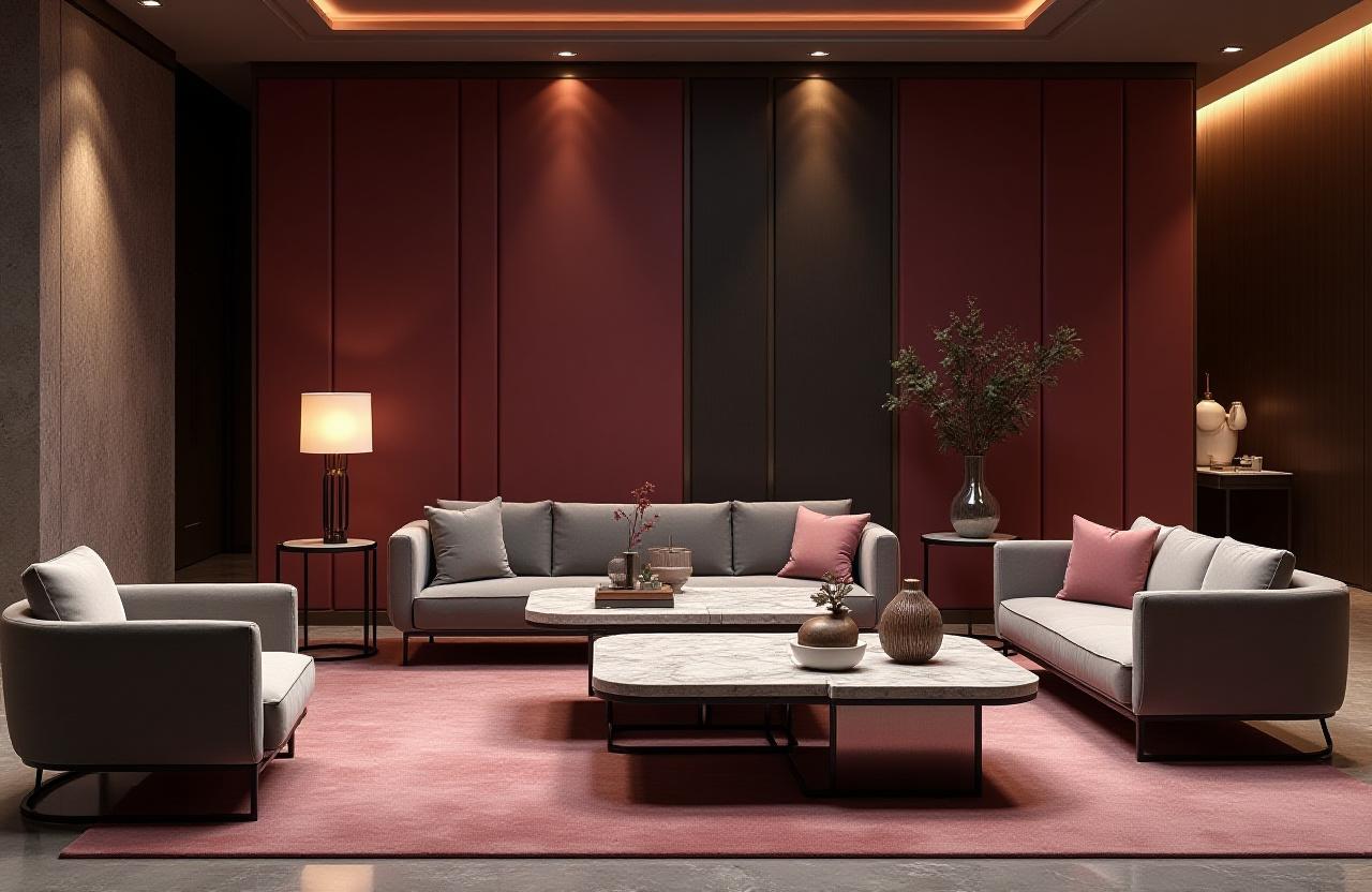 Luxury hotel lobby featuring mineral-inspired furniture