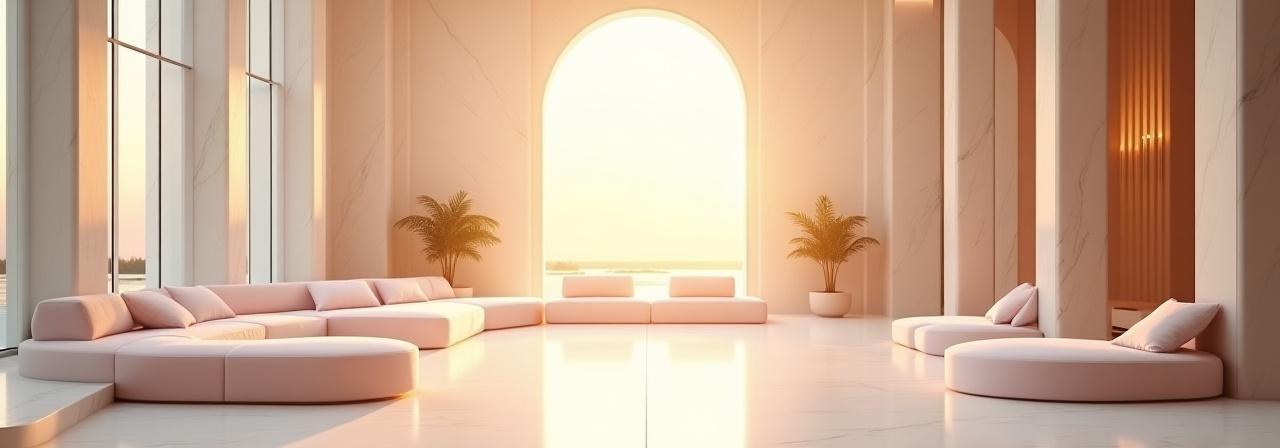 Luxury mineral-inspired furniture in a high-end commercial lobby